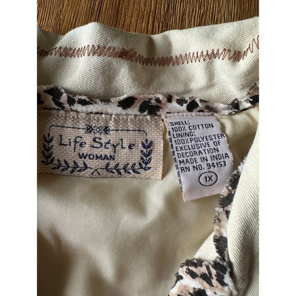 Life Style Boho Vtg Animal Print Jacket Size X Large - Picture 3 of 9
